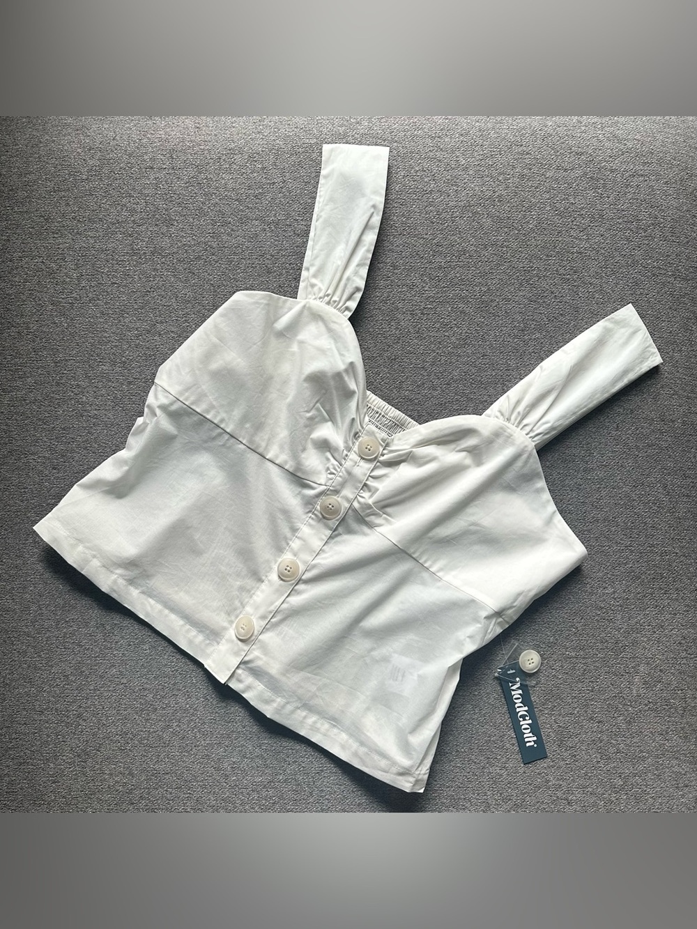 NWT Modcloth White Cotton Button Front Crop Tank Size 14